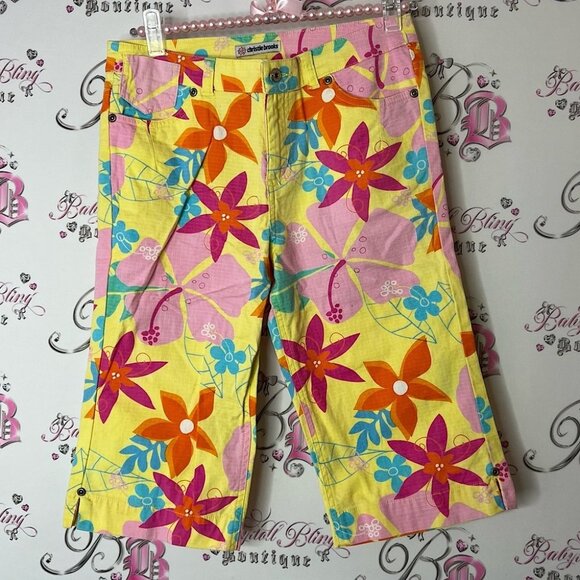 Christie brooks capri pants flowers floral Vibrant y2k...